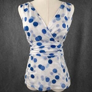 Y2K Monsoon Retro Polka Dot Babydoll Blouse Empire Waist Coquette Cottagecore Sl